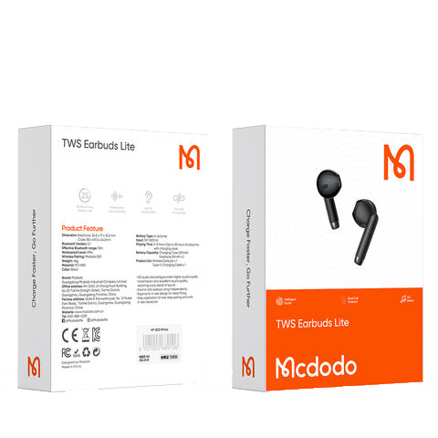 Mcdodo TWS Wireless Earbuds with Bluetooth 5.0 and HD Sound - Black & White