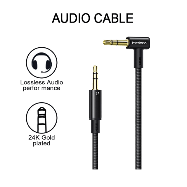 Mcdodo Right Angle Audio Cable 1.2M Premium Design - Black