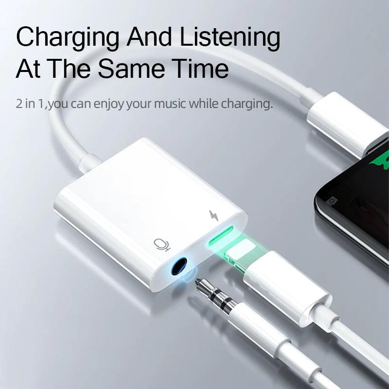 Joyroom Lightning to 3.5mm Audio & Charge Adapter for iPhone - White