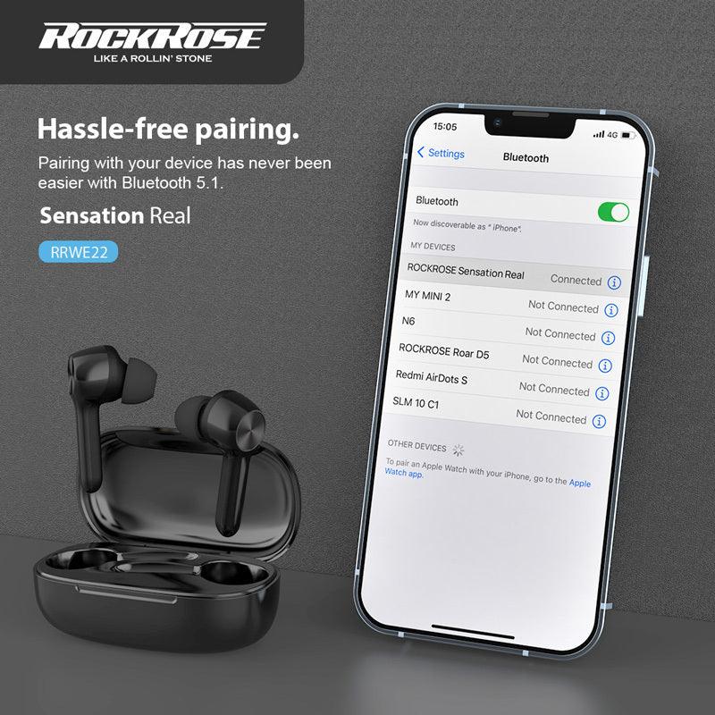 Rockrose Sensation Real Bluetooth Sweatproof In ear Headphones - Black