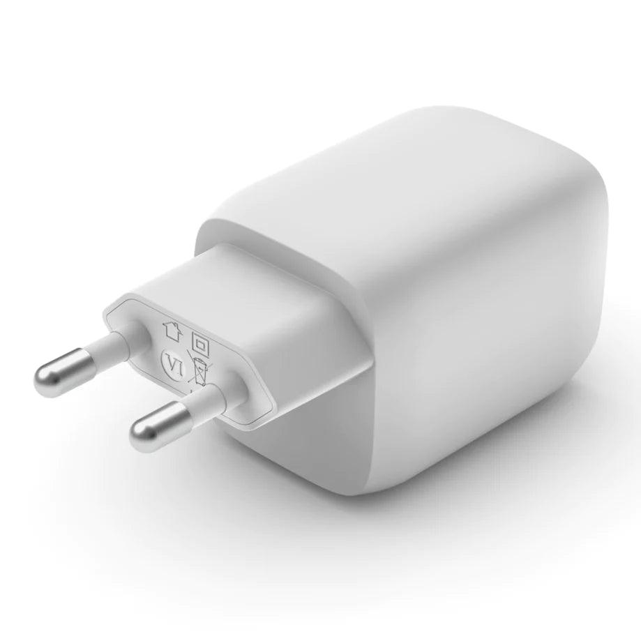 Belkin 65W Dual USB C PD GaN Charger with PPS Compact Power - White