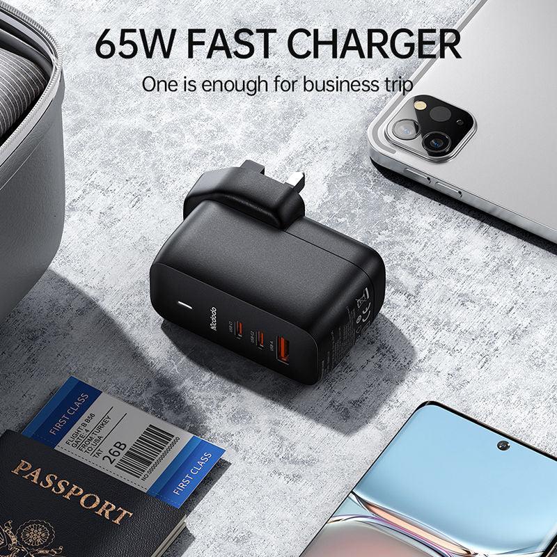 Mcdodo 65W GaN Fast Charger Dual Type C & USB with 60W Cable - Black