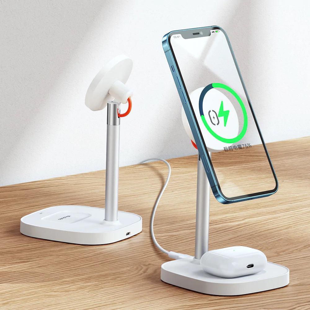 Mcdodo 2 in 1 Wireless MagSafe Charger with Desktop Stand - White