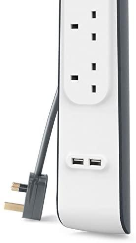 Belkin Surge Protector 4 Outlets & 2 USB Ports 2m Cable - White