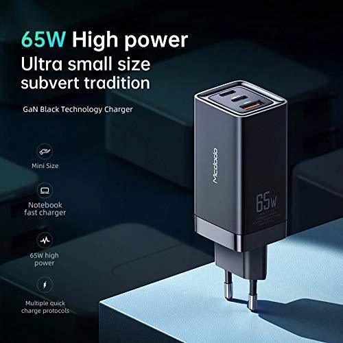 Mcdodo 65W GaN USB C Wall Fast Charger with 2 Ports - Black