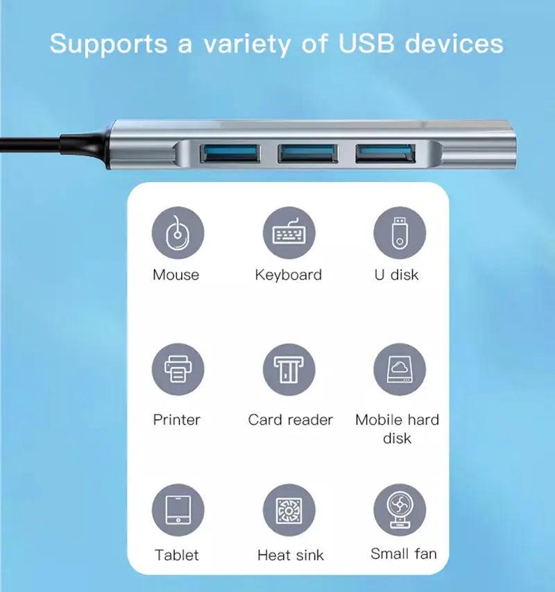 Yesido HB18 Multi-Port Hub Adapter with High Performance - Gray