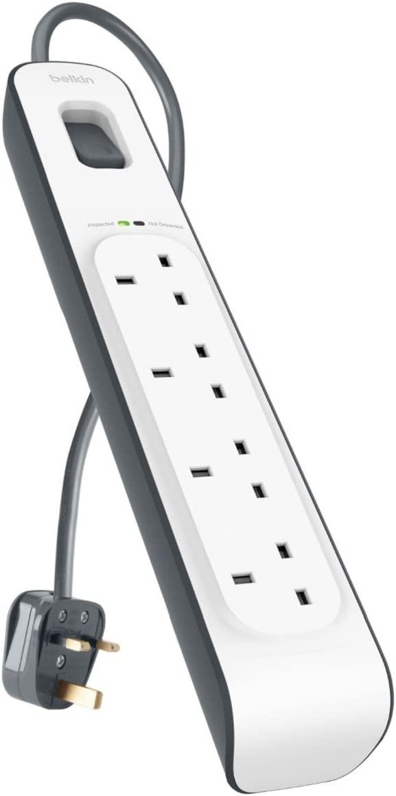 Effective Protection for Devices with Belkin 4-Outlet Strip2M Cord - White