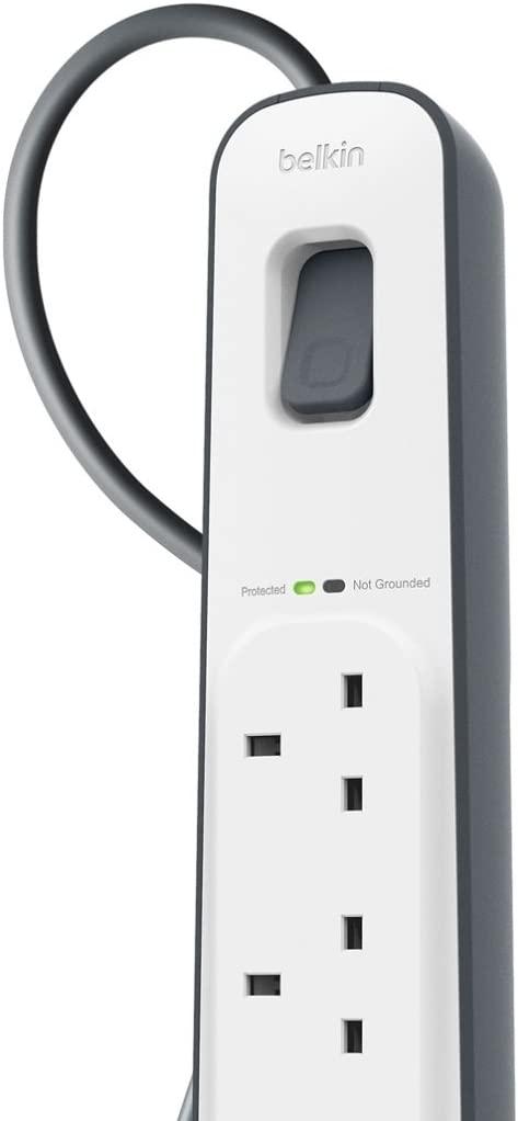 Effective Protection for Devices with Belkin 4-Outlet Strip2M Cord - White