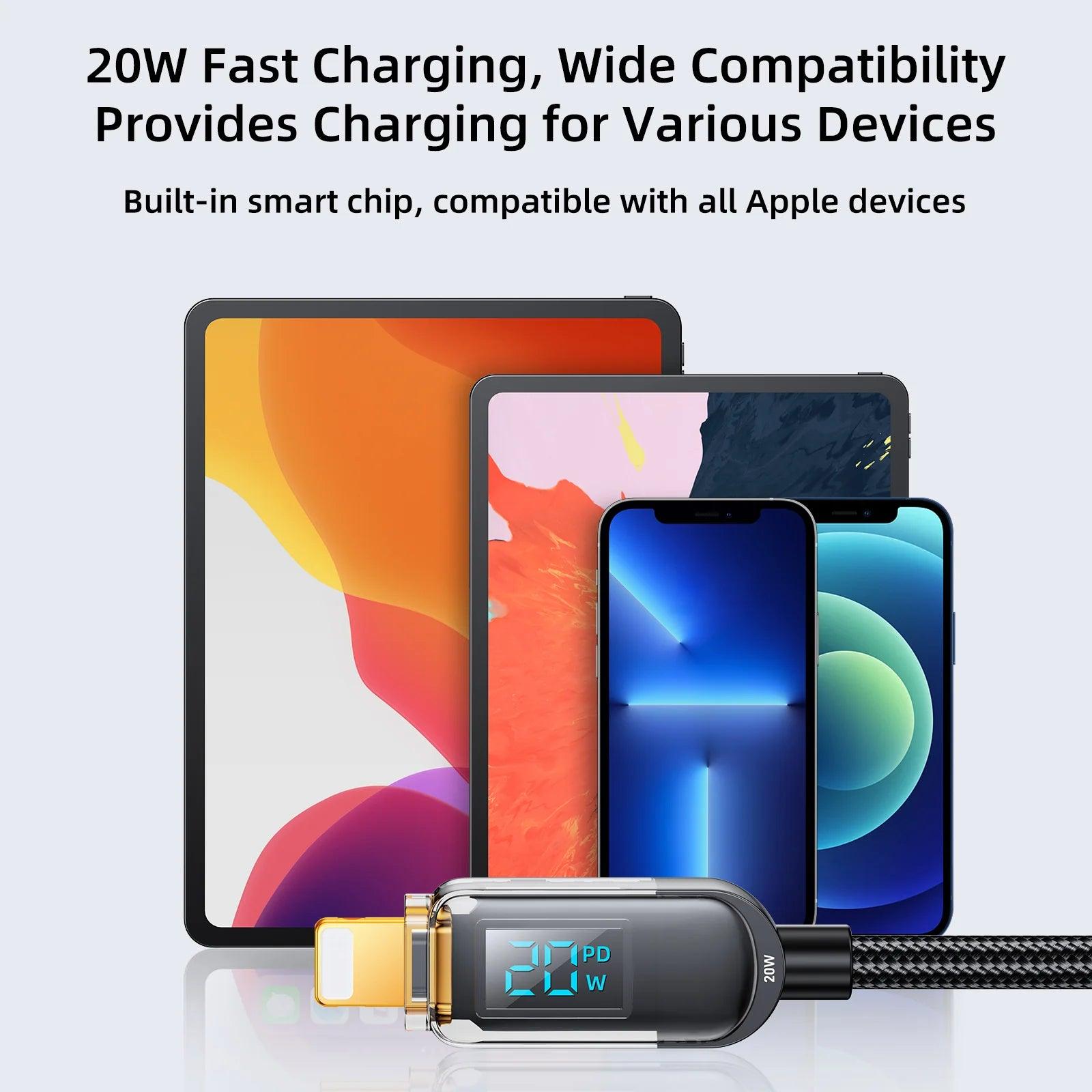 Joyroom 20W Fast Charging Cable with Digital Display 1.2m Type C - Black