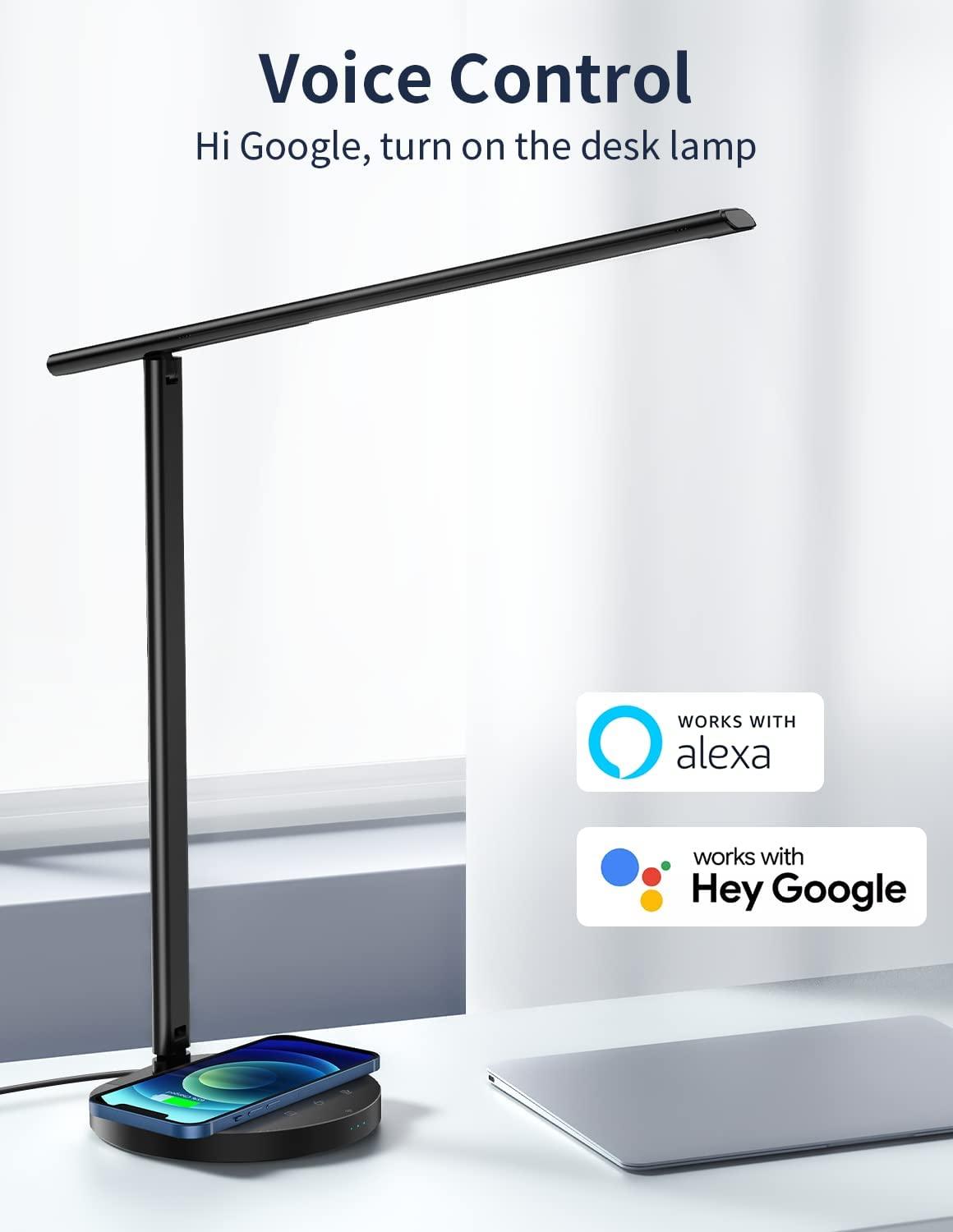 MOMAX LED Desk Lamp with Smart Wireless Charger - Black