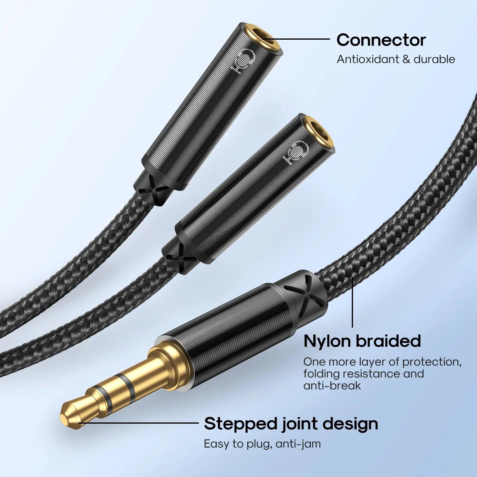 Joyroom SY A04 Headphone Y Splitter Audio Cable 0.2m - Black