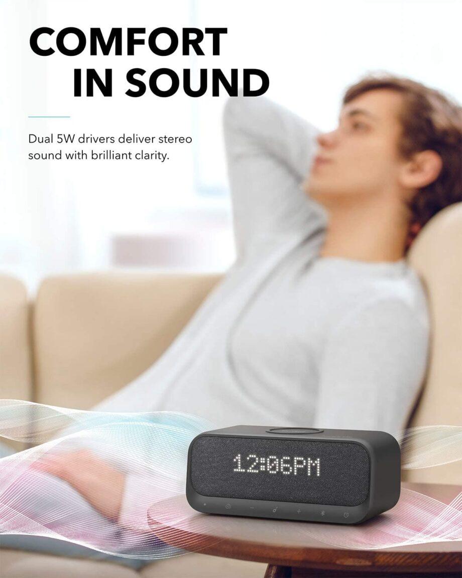 Anker Soundcore Wakey Wireless Charger & Smart Speaker - Black & White