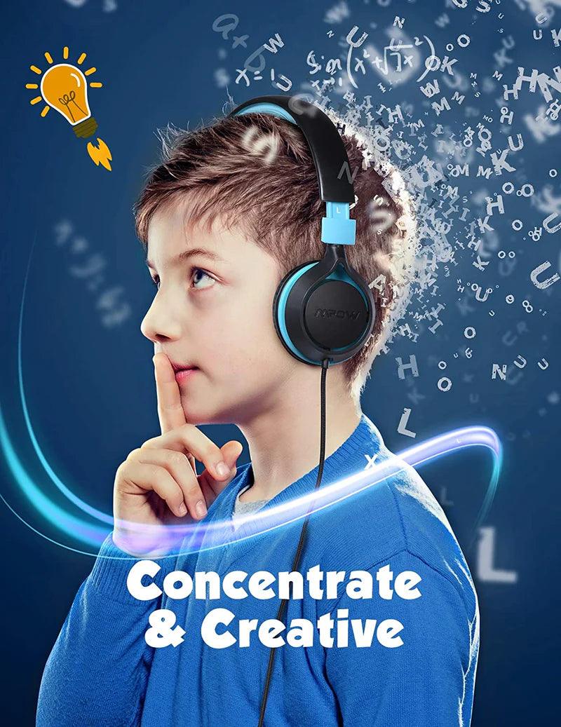 MPOW Che1 Kid's Wired Headset Blue+Black