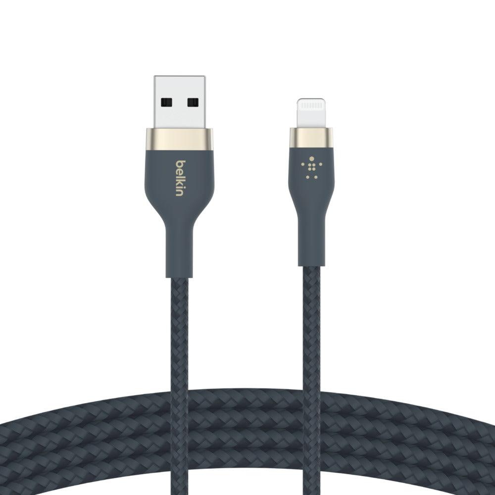 Belkin PRO Flex USB A Braided Silicone Cable with Lightning  3M - Blue