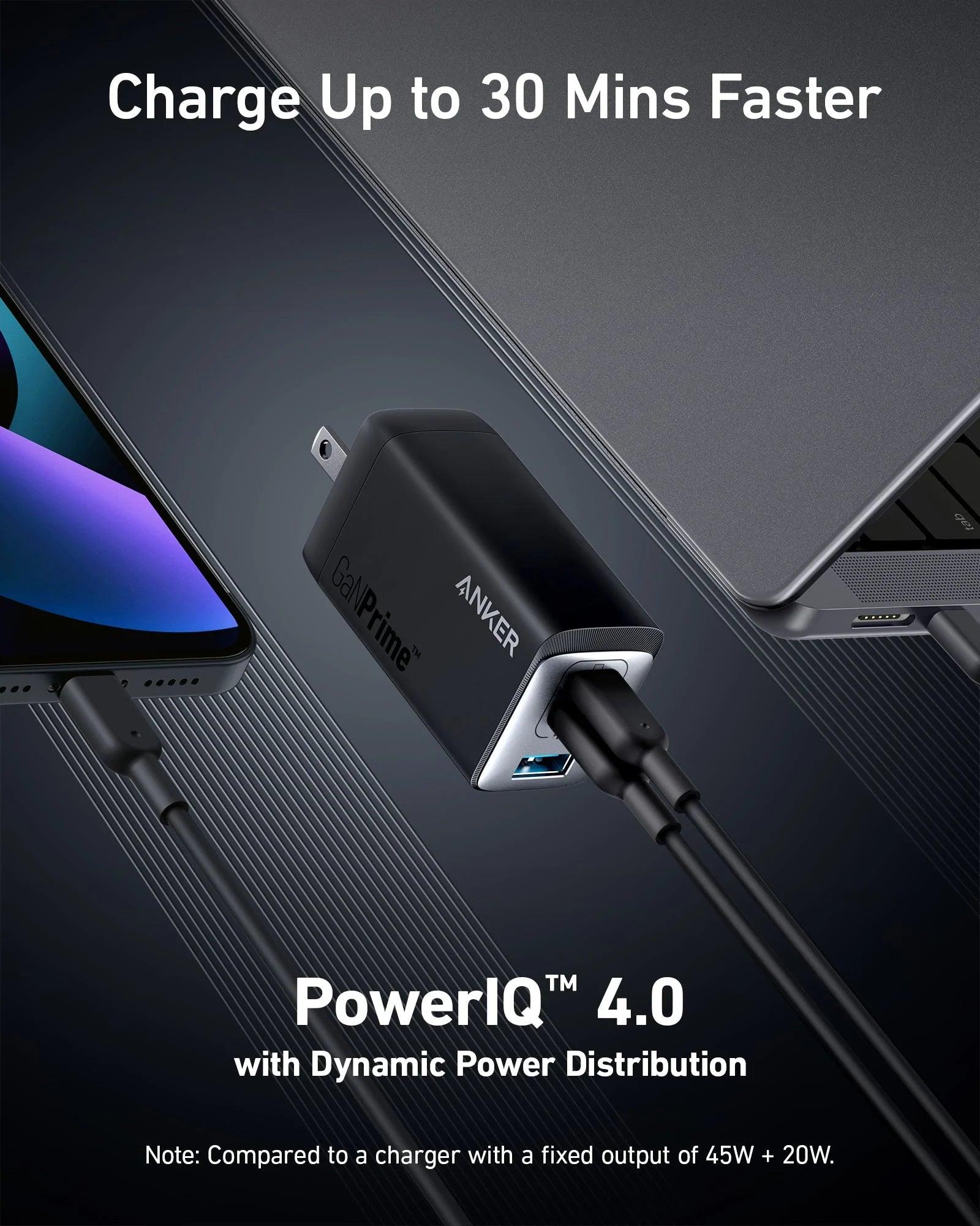 Anker 735 Charger GaNPrime 65W Fast & Multi Device Charging - Black