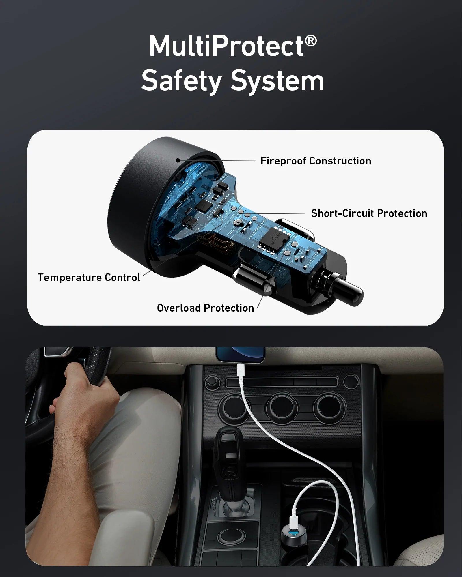 Anker PowerDrive PD & 2 35W USB C Fast Car Charger - Black