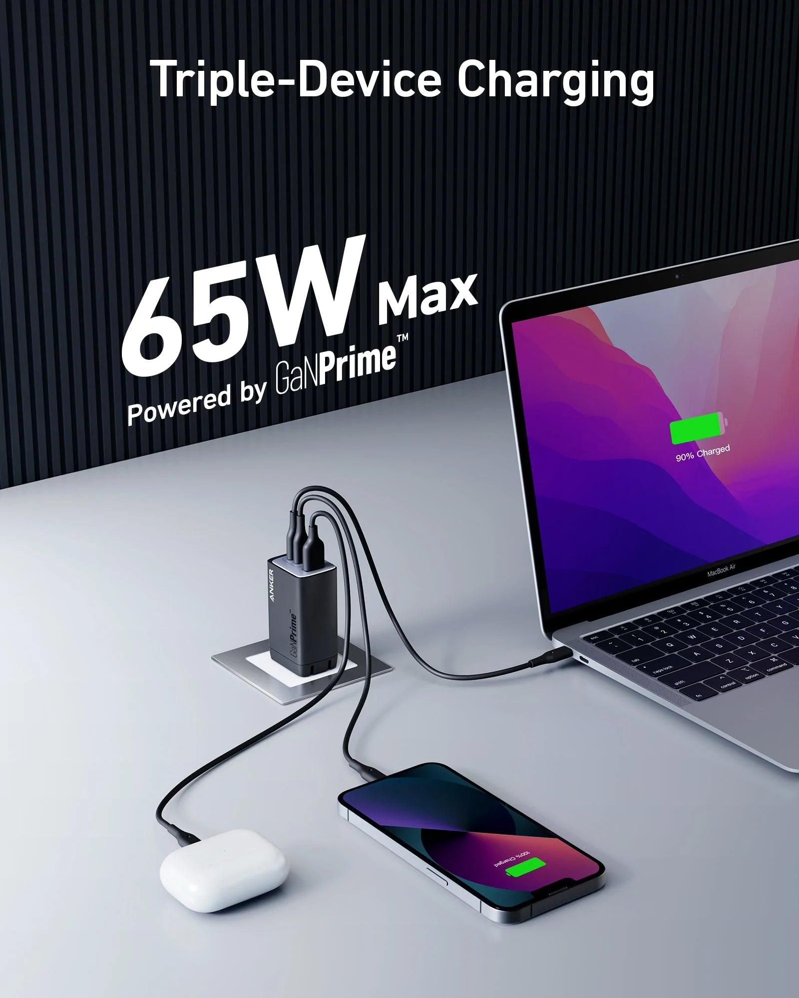 Anker 735 Charger GaNPrime 65W Fast & Multi Device Charging 
