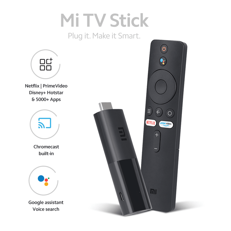 Xiaomi Mi TV Stick - 1080P HD Streaming Media Player, ChromeCast, Android TV 9.0 - JoCell جوسيل