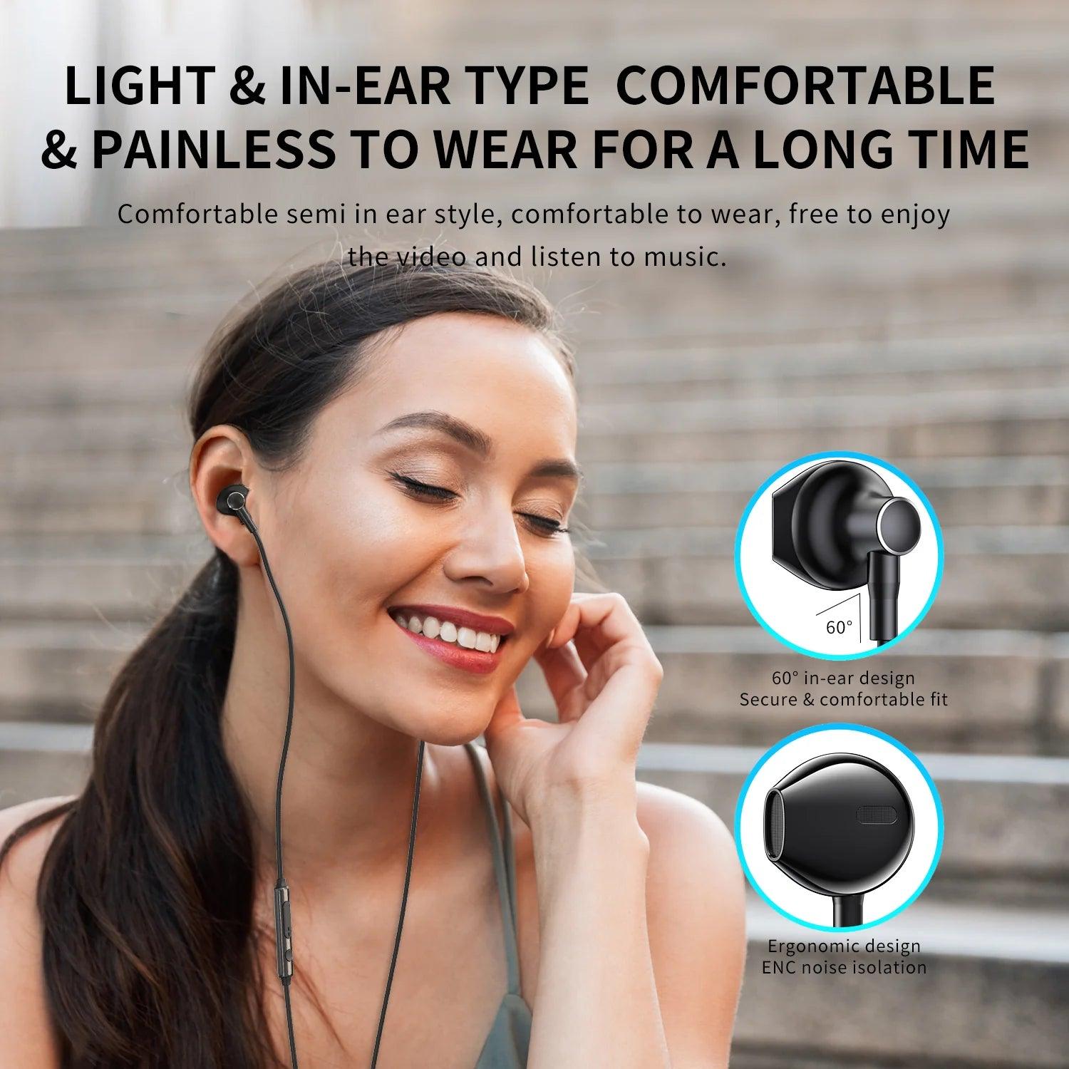 JOYROOM Type C Wired Earphones HiFi Sound Clear Calls
