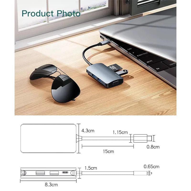 Yesido HB16 7 In 1 Type C Docking Station for Laptops - Grey