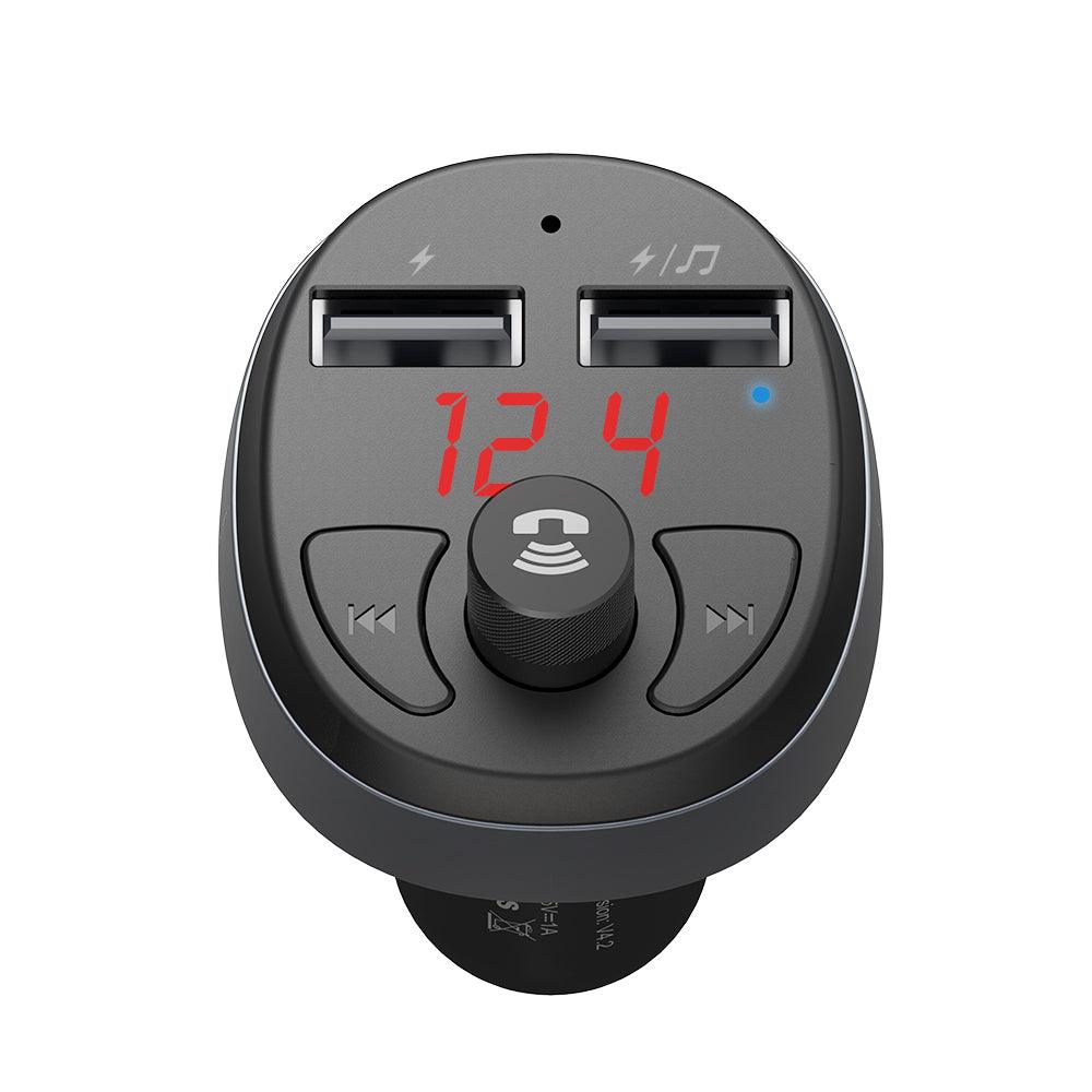 MCDODO Bluetooth FM Radio Transmitter Dual Port Car Charger - Black