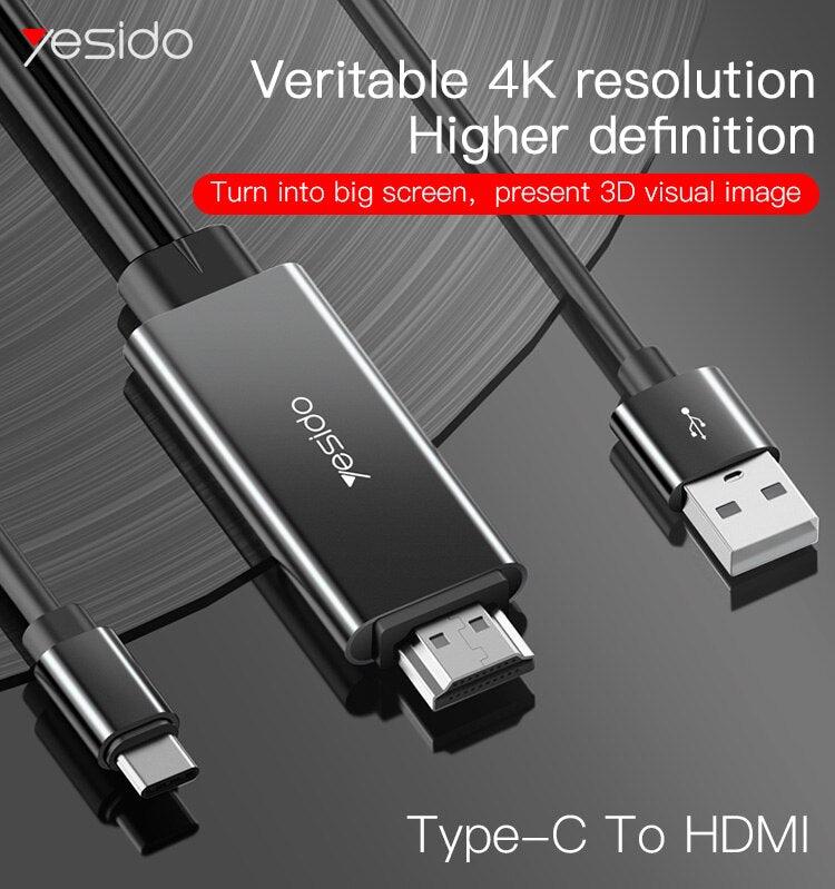 YESIDO USB C to HDMI Adapter 4K Ultra HD Display - Black