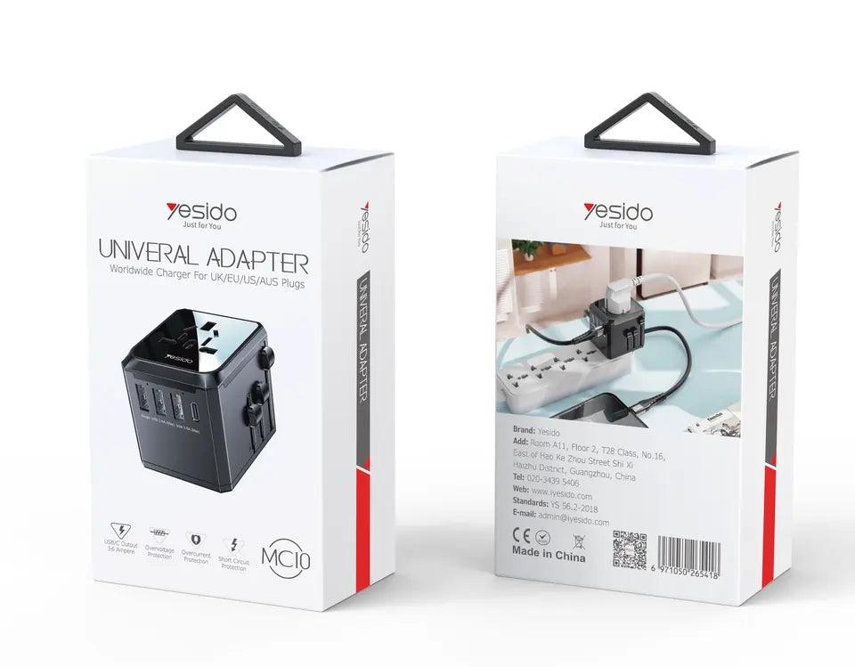 Yesido MC09 Universal 4 Port Adapter USB & Type C Charger - Black