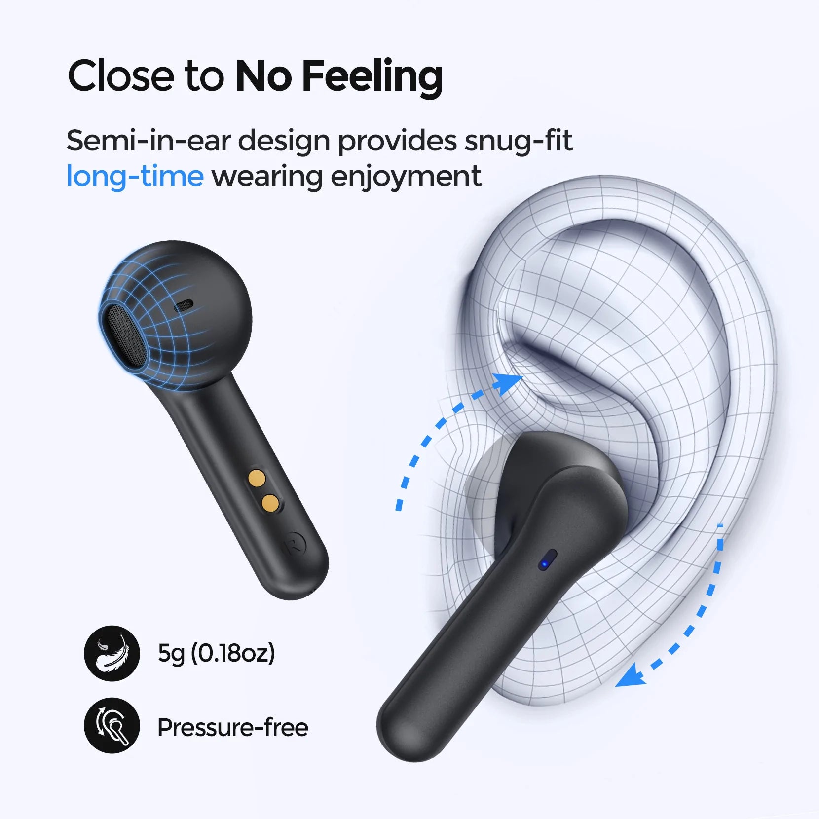 MPOW MX1 Wireless Earbuds, black