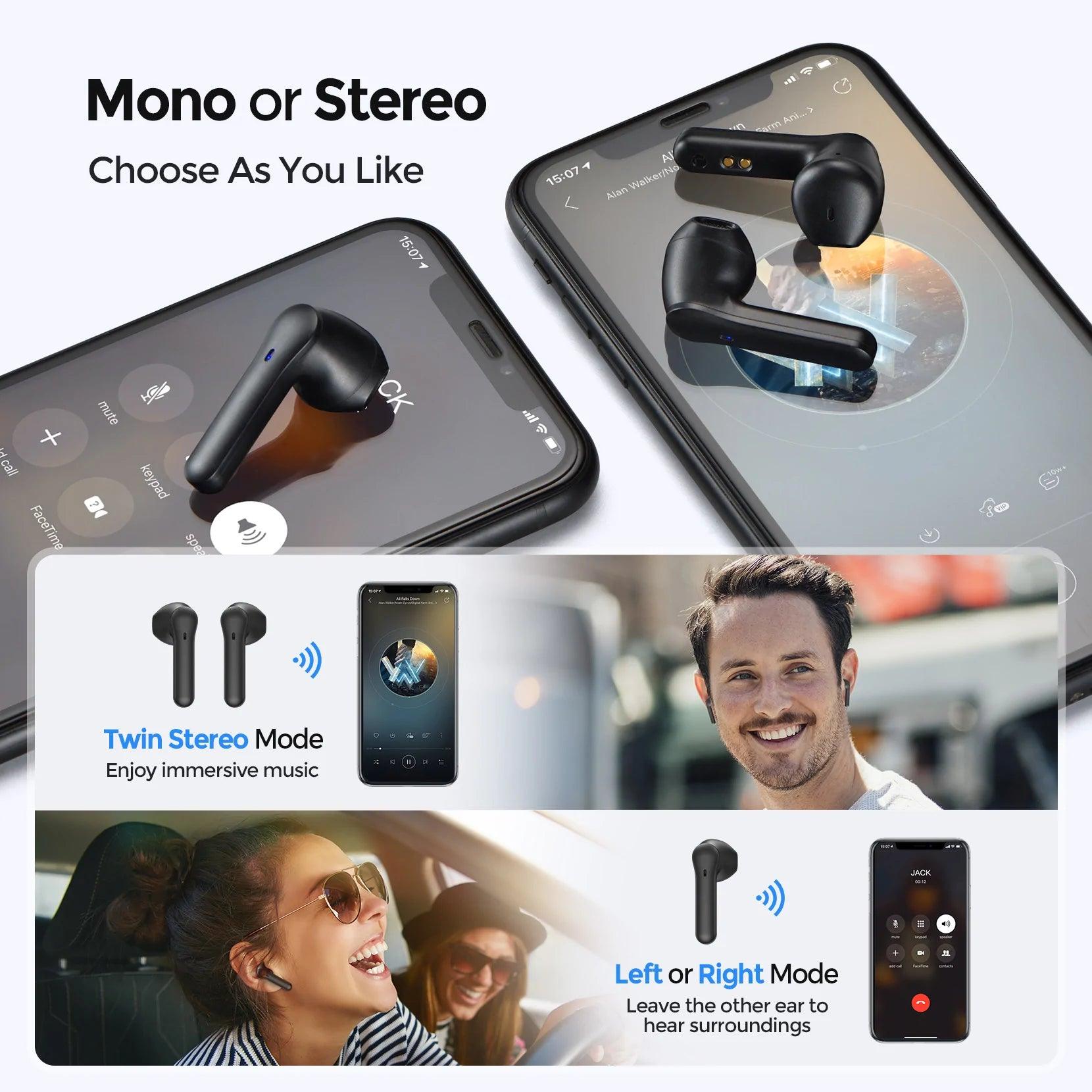MPOW MX1 Wireless Earbuds, black
