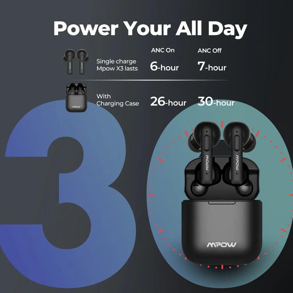 MPOW X3 ANC TWS Earbuds Black