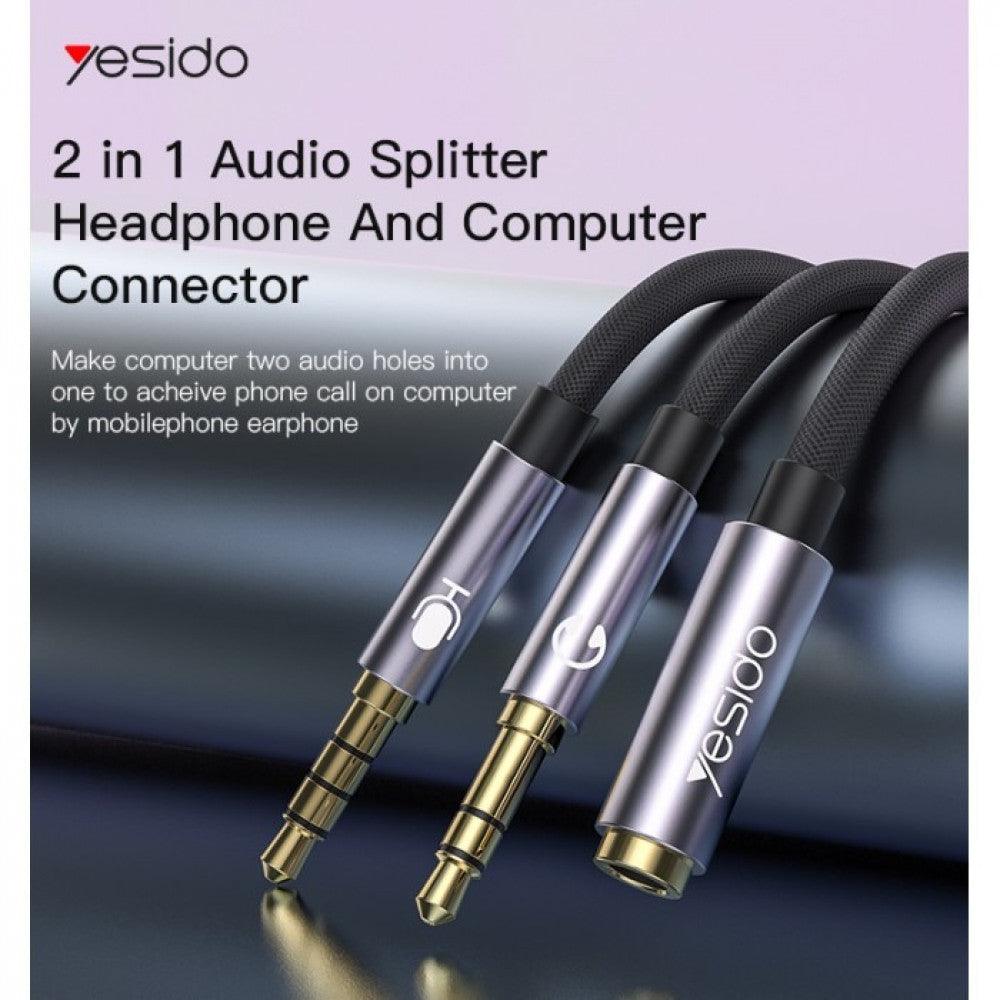 YESIDO YAU29 3.5mm Y Splitter Audio Cable for Headphone & Mic - Grey