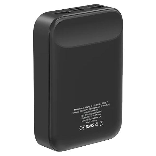 RockRose Ebony 10 Portable 10000mAh Compact Power Bank - Black