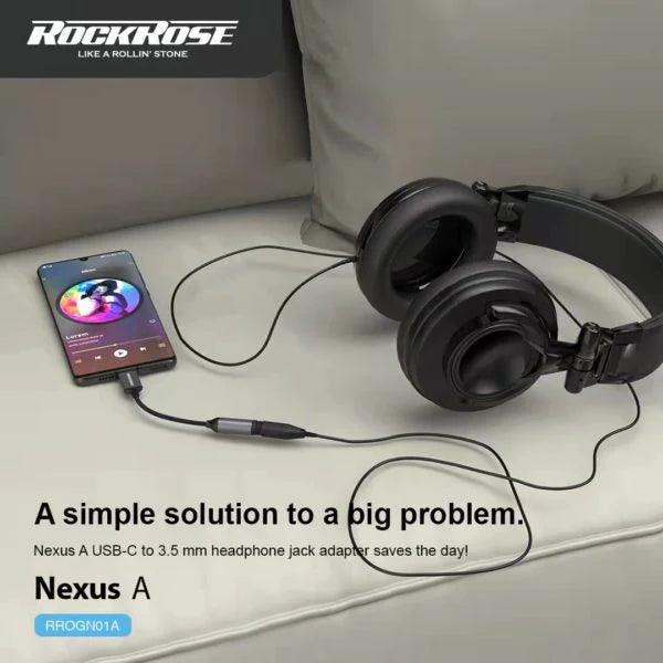 RockRose Nexus A Type C to 3.5mm Adapter Durable Audio Solution - Grey