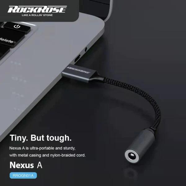 RockRose Nexus A Type C to 3.5mm Adapter Durable Audio Solution - Grey