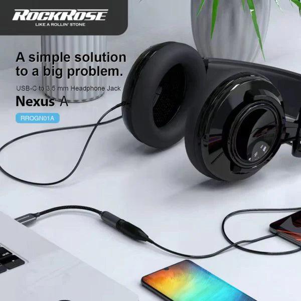 RockRose Nexus A Type C to 3.5mm Adapter Durable Audio Solution - Grey