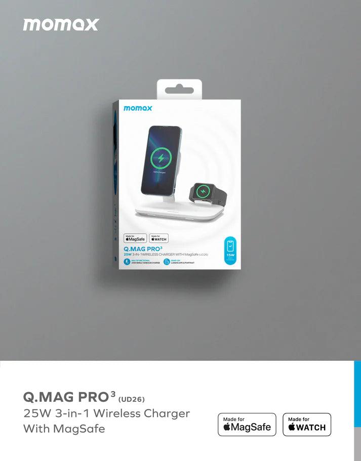 MOMAX Q.Mag Pro 3 3 in 1 MagSafe Wireless Charger - White