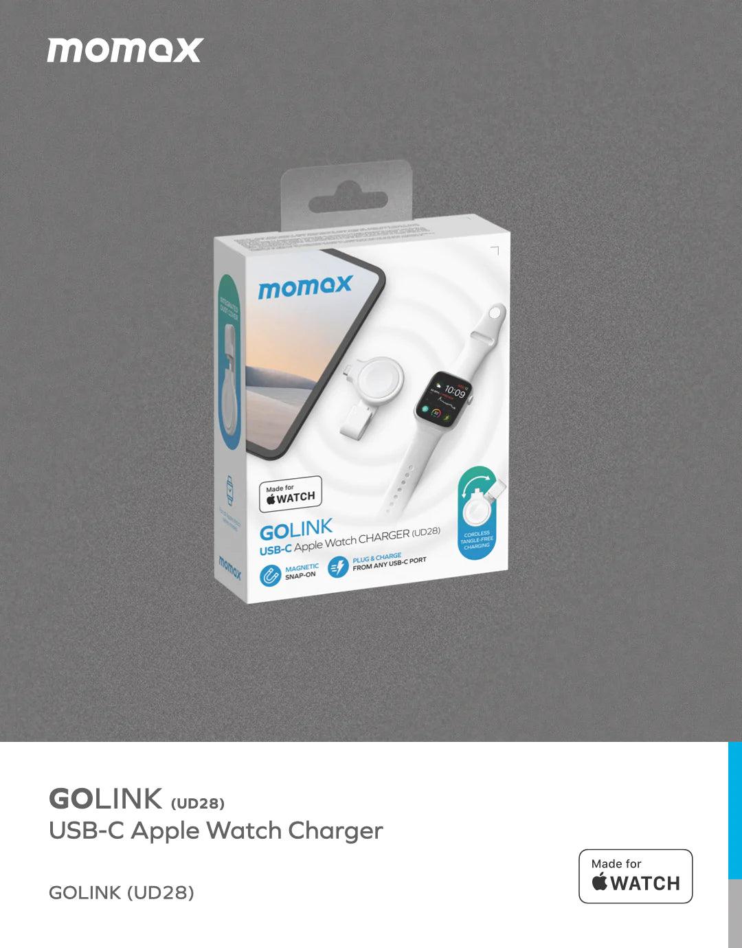 MOMAX GOLINK USB C Apple Watch Wireless Charger - White