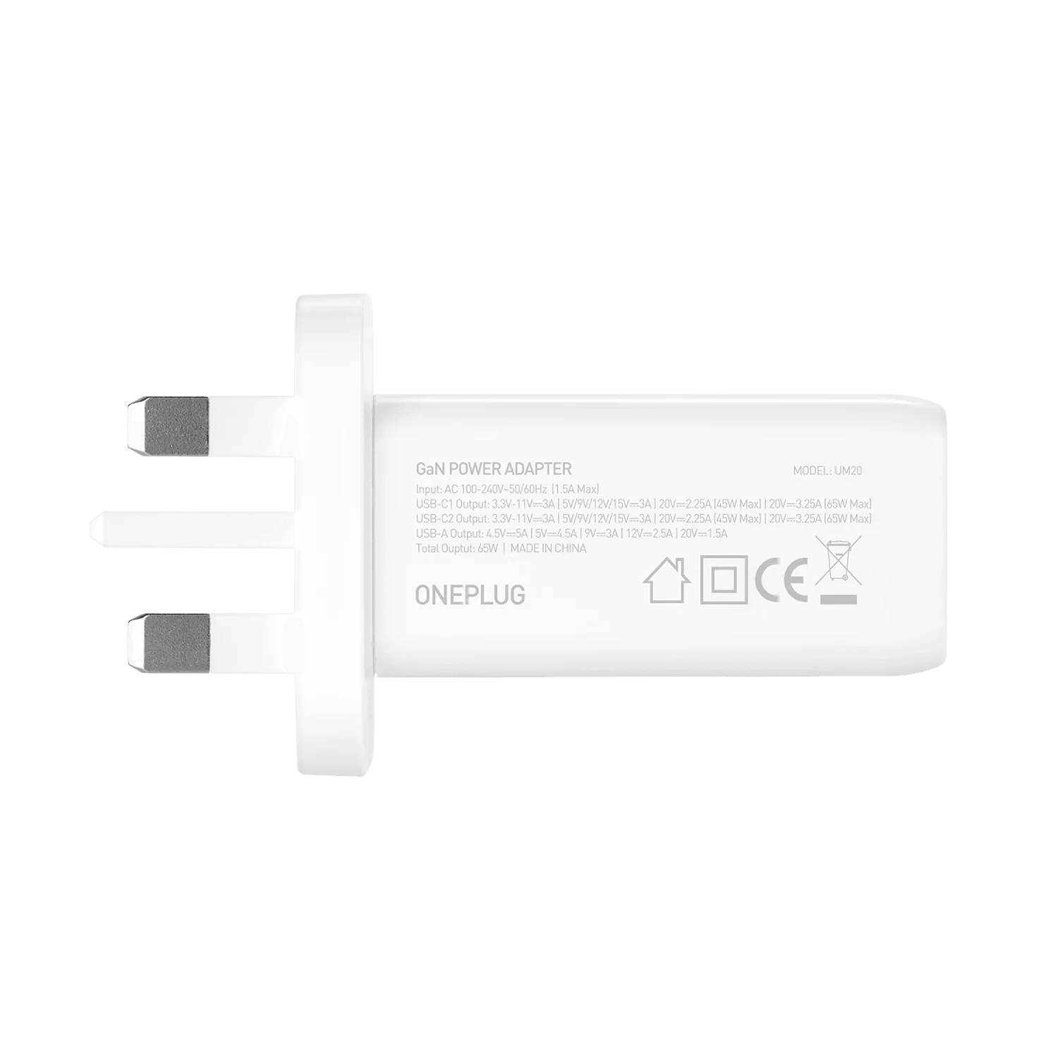 MOMAX One Plug GaN 65W Triple Output Fast Charger - White