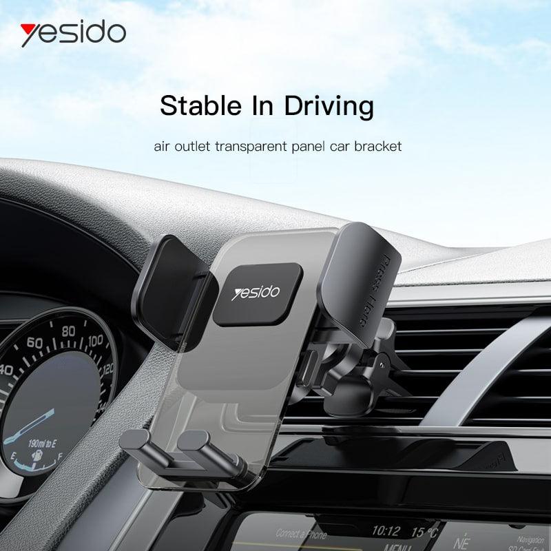 YESIDO Eagle Mouth Car Phone Holder with Transparent Panel - Black