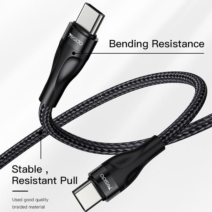 YESIDO CA83 45W Max Fast Charging Type C to Type C Cable - Black