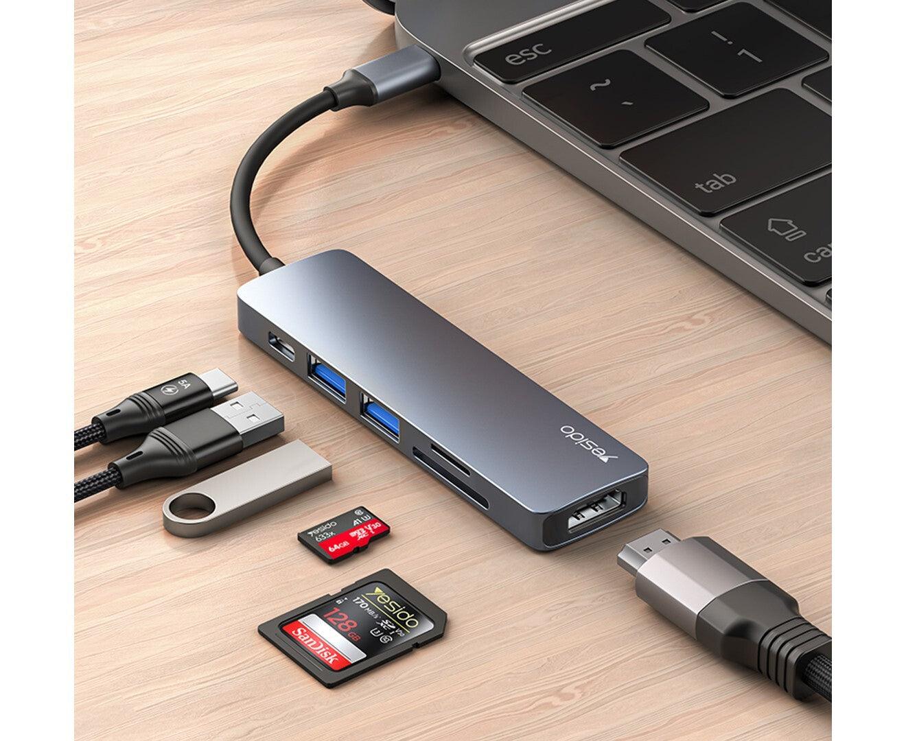 Yesido 6 in 1 USBC Hub with 4K HDMI & Card Reader 