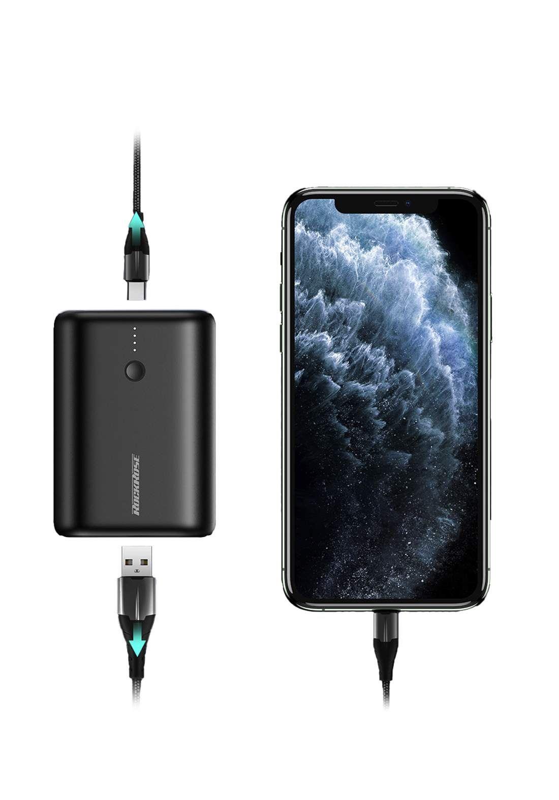 RockRose RRPB18 Power Bank 10000mAh Fast Charge PD & QC 3.0 - Black