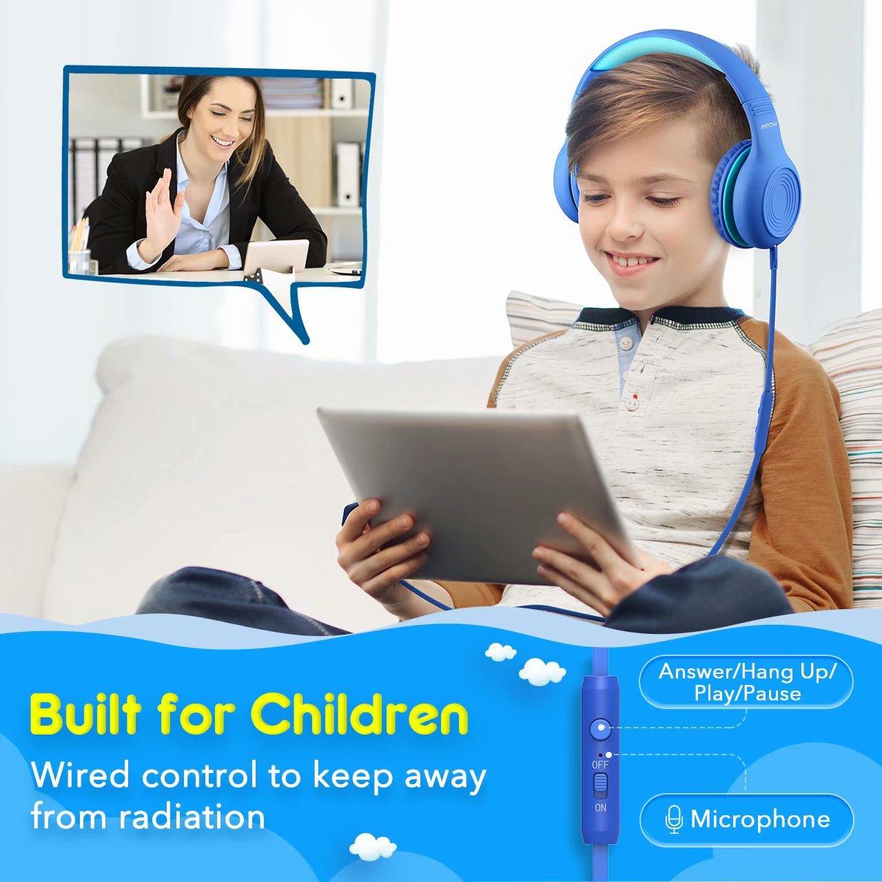 MPOW Che1 Kid's Wired Headset Blue