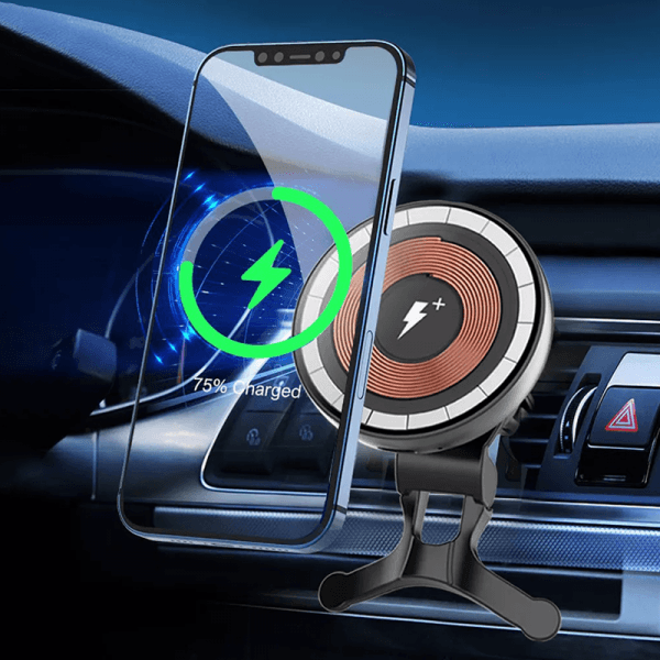 Wiwu ch-309 transparent magnetic wireless charging car mount - black