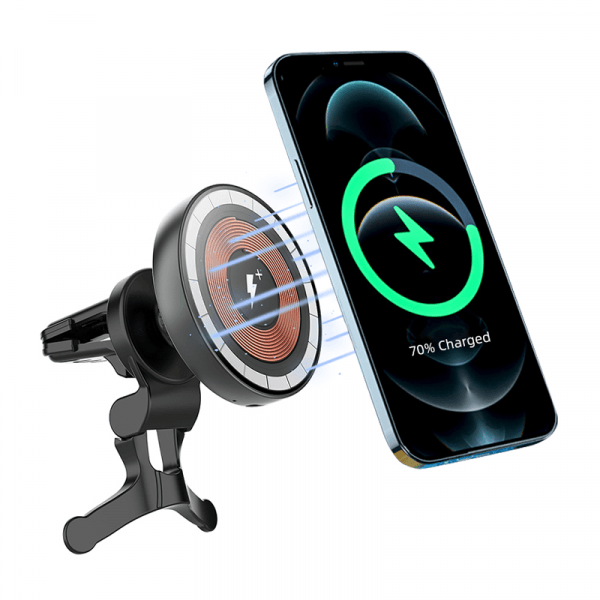 Wiwu ch-309 transparent magnetic wireless charging car mount - black