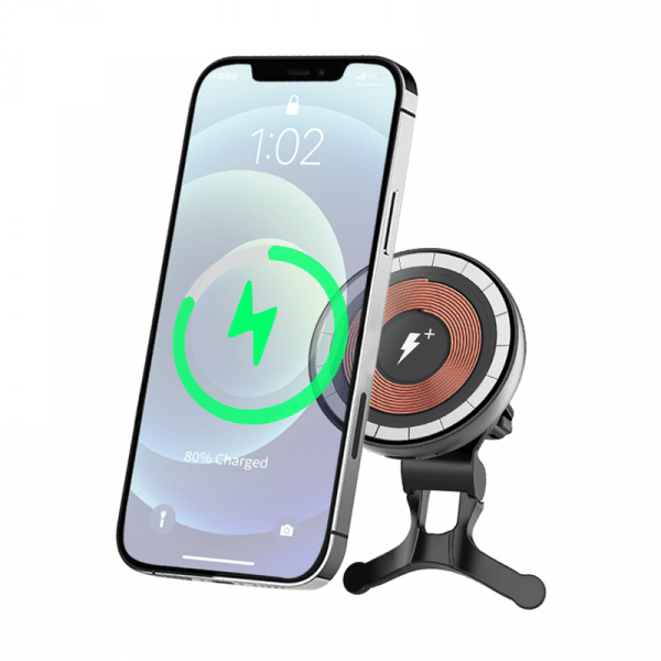 Wiwu ch-309 transparent magnetic wireless charging car mount - black