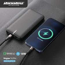 Rockrose Vogue 10 Pro 10000mAh Power Bank 3 Ports - Black