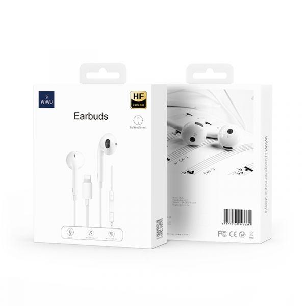 Wiwu earbuds hf sound plug and play lightning connector - white