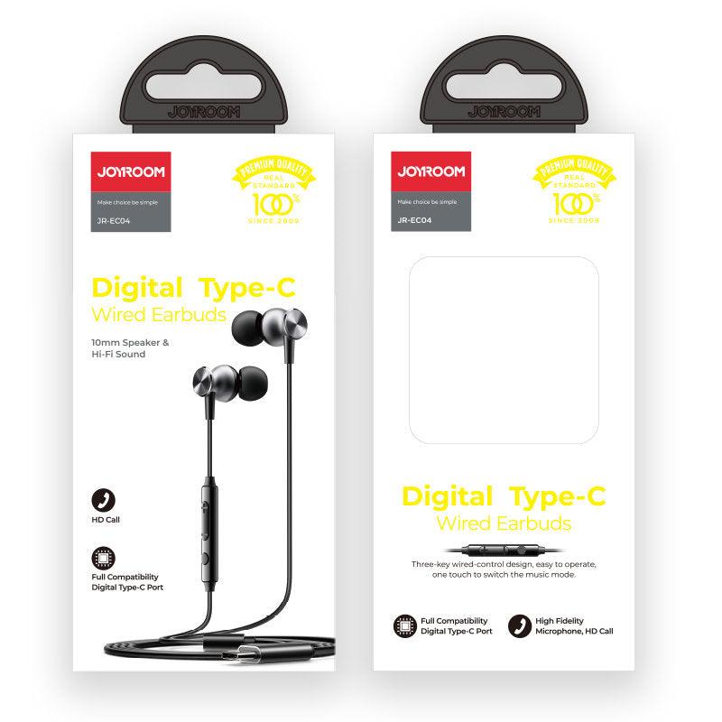 JOYROOM JR EC04 Type C Wired Earphones Surround Sound - Black