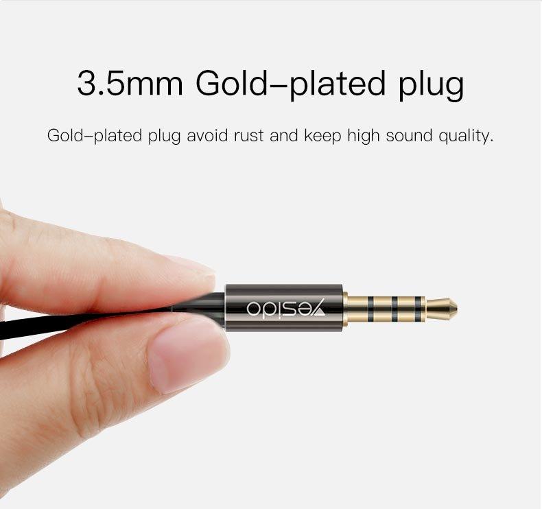 YESIDO Aux Audio Cable 3M Yau16 High Quality Stereo Sound - Black